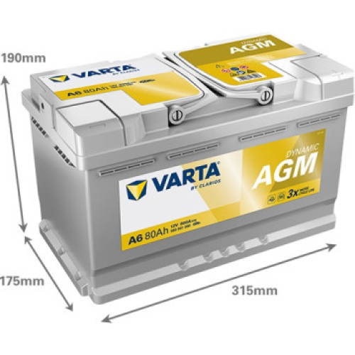 ACUMULATOR VARTA DYNAMIC AGM 12V 80AH 800A A6 315X175X190 580901080K262