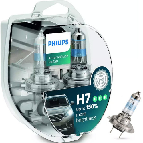 SET 2 BECURI FAR H7 55W 12V X-TREME VISION PRO150 PHILIPS