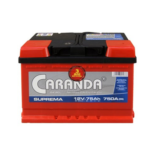 BATERIE AUTO CARANDA SUPREMA 12V 75AH 750A
