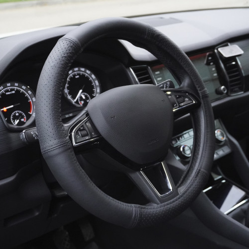 HUSA VOLAN PIELE NATURALA SEMI PERFORATA NEGRU 35-37 CM