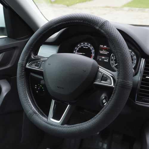 HUSA VOLAN PIELE NATURALA PERFORATA NEGRU 39-41 CM